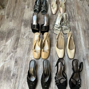 All size 5 1/2 shoes.  Bottom right black strap are 7 1/2.